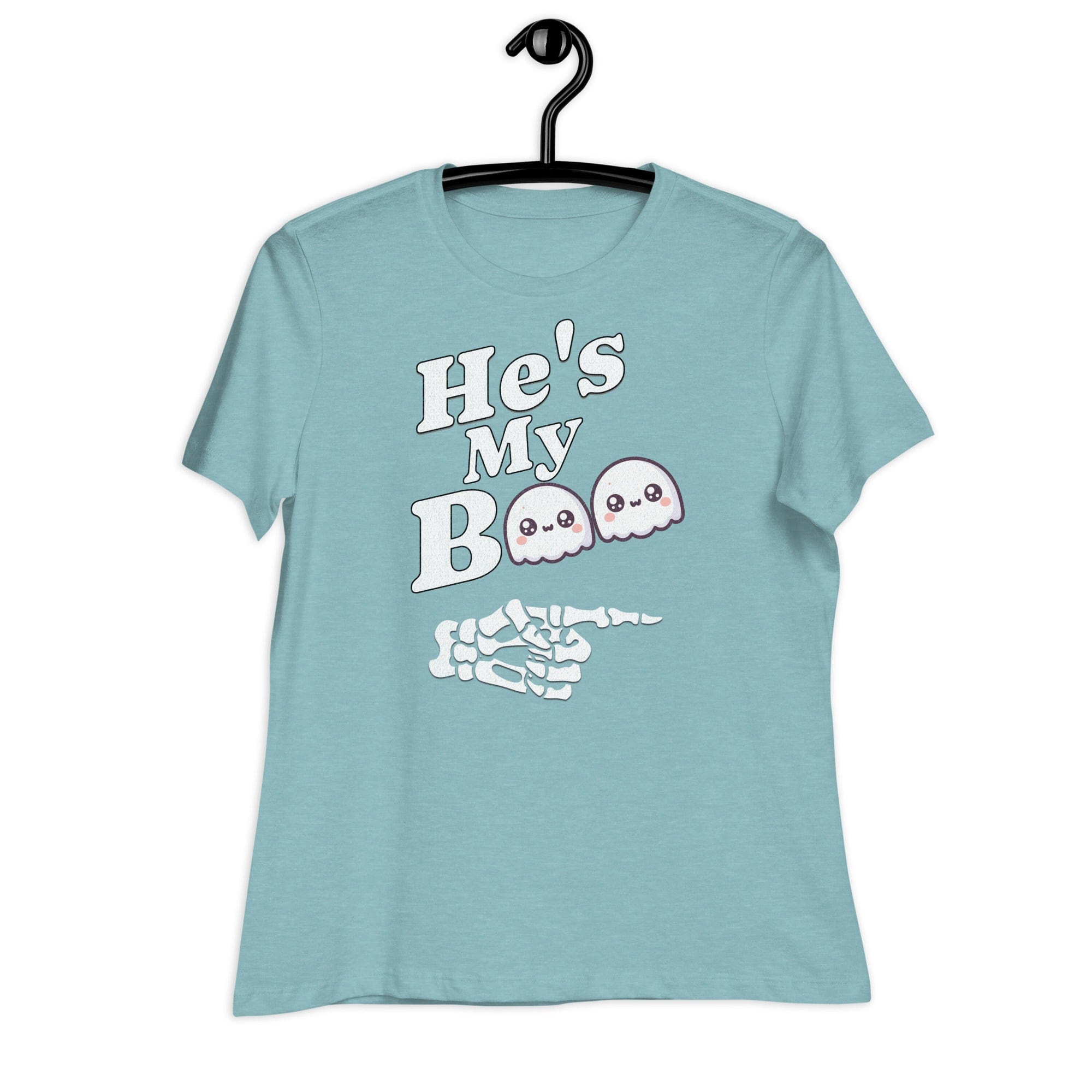 Heather Blue Lagoon / S He's My Boo Halloween Women's Relaxed T-Shirt 9472415_14258