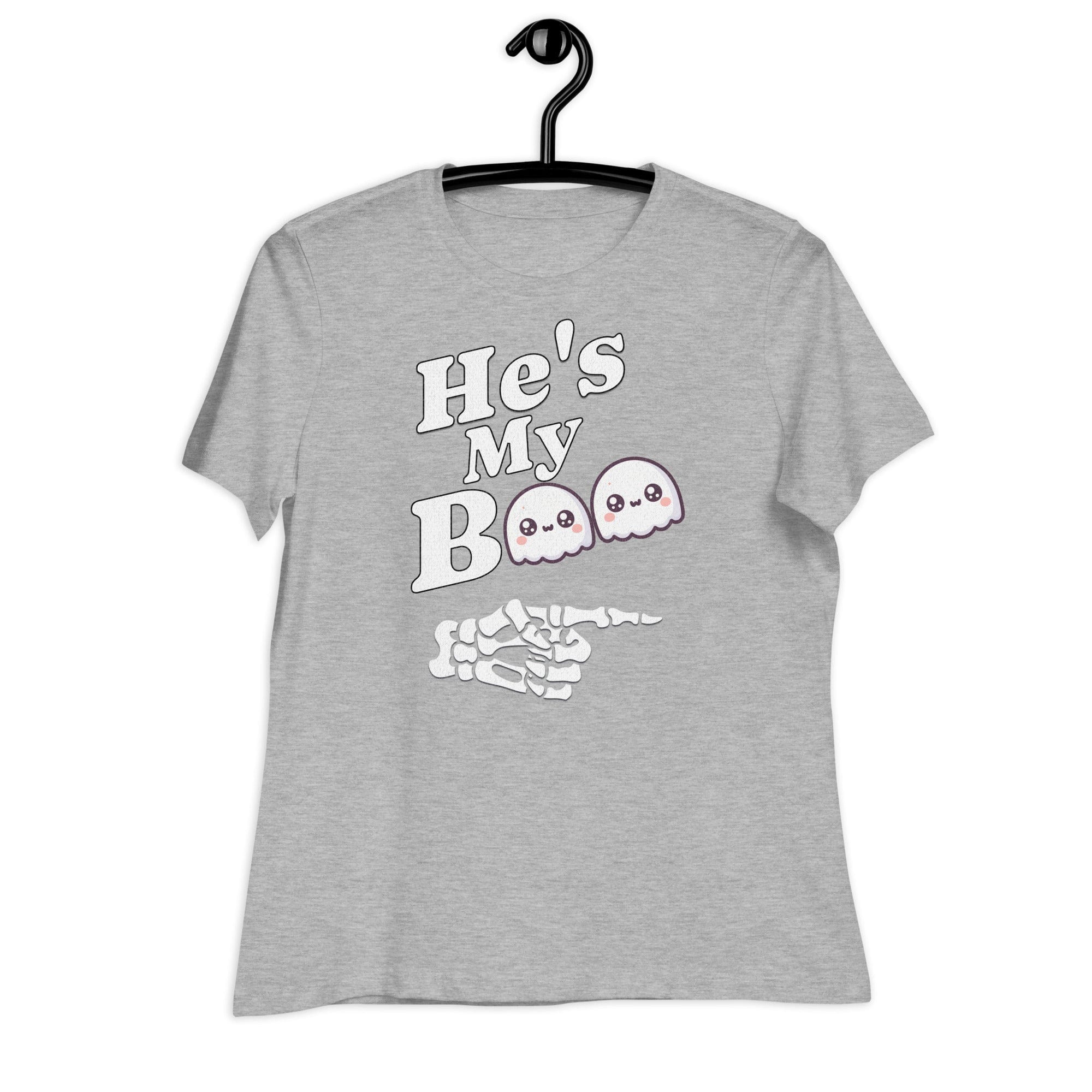 Athletic Heather / S He's My Boo Halloween Women's Relaxed T-Shirt 9472415_10176