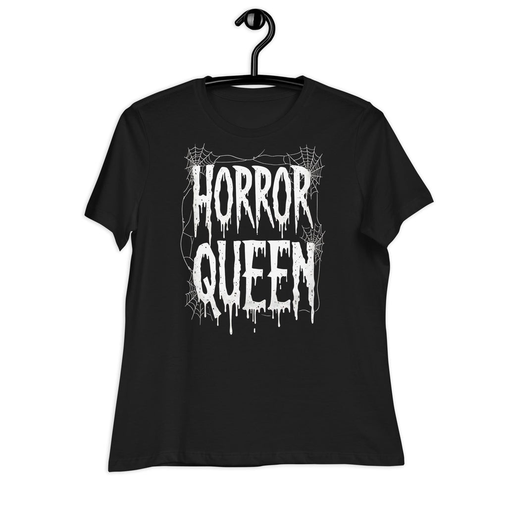Black / S Horror Queen Web Logo Gothic Women's Relaxed T-Shirt 2379388_10187