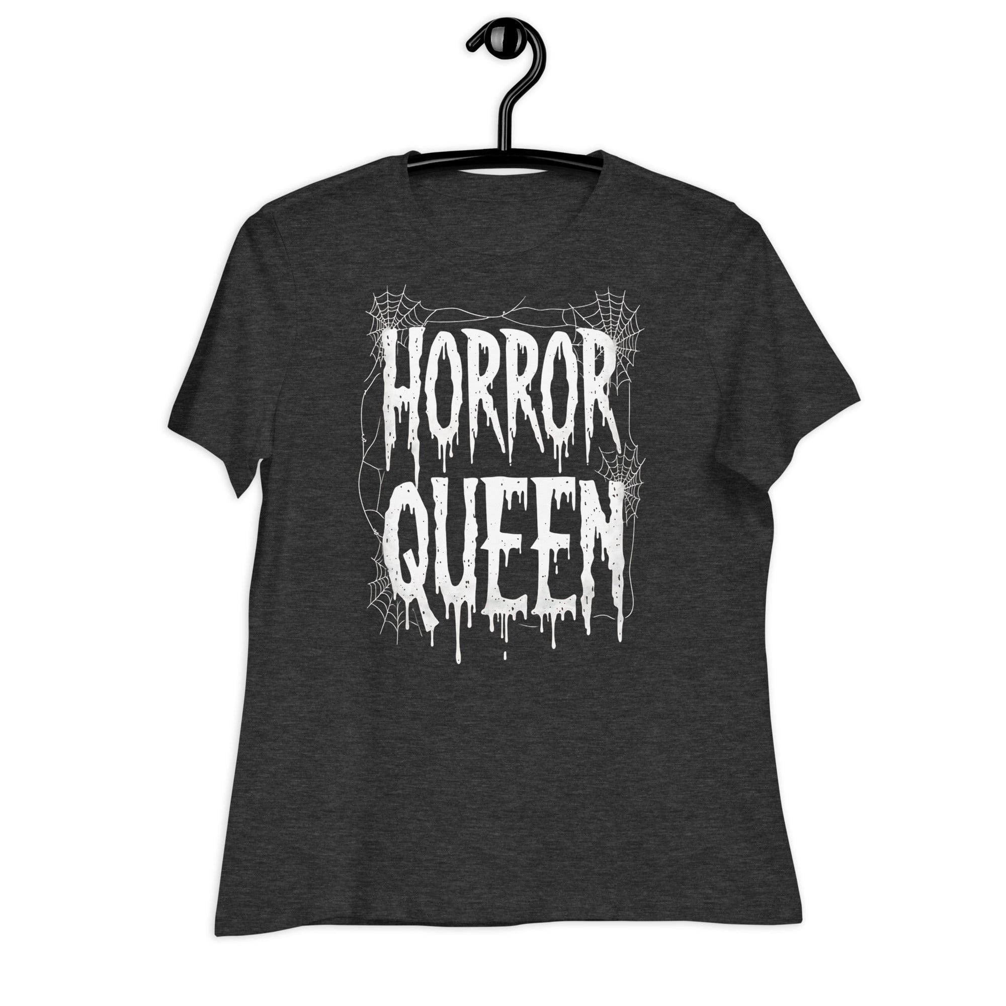 Dark Grey Heather / S Horror Queen Web Logo Gothic Women's Relaxed T-Shirt 2379388_10193