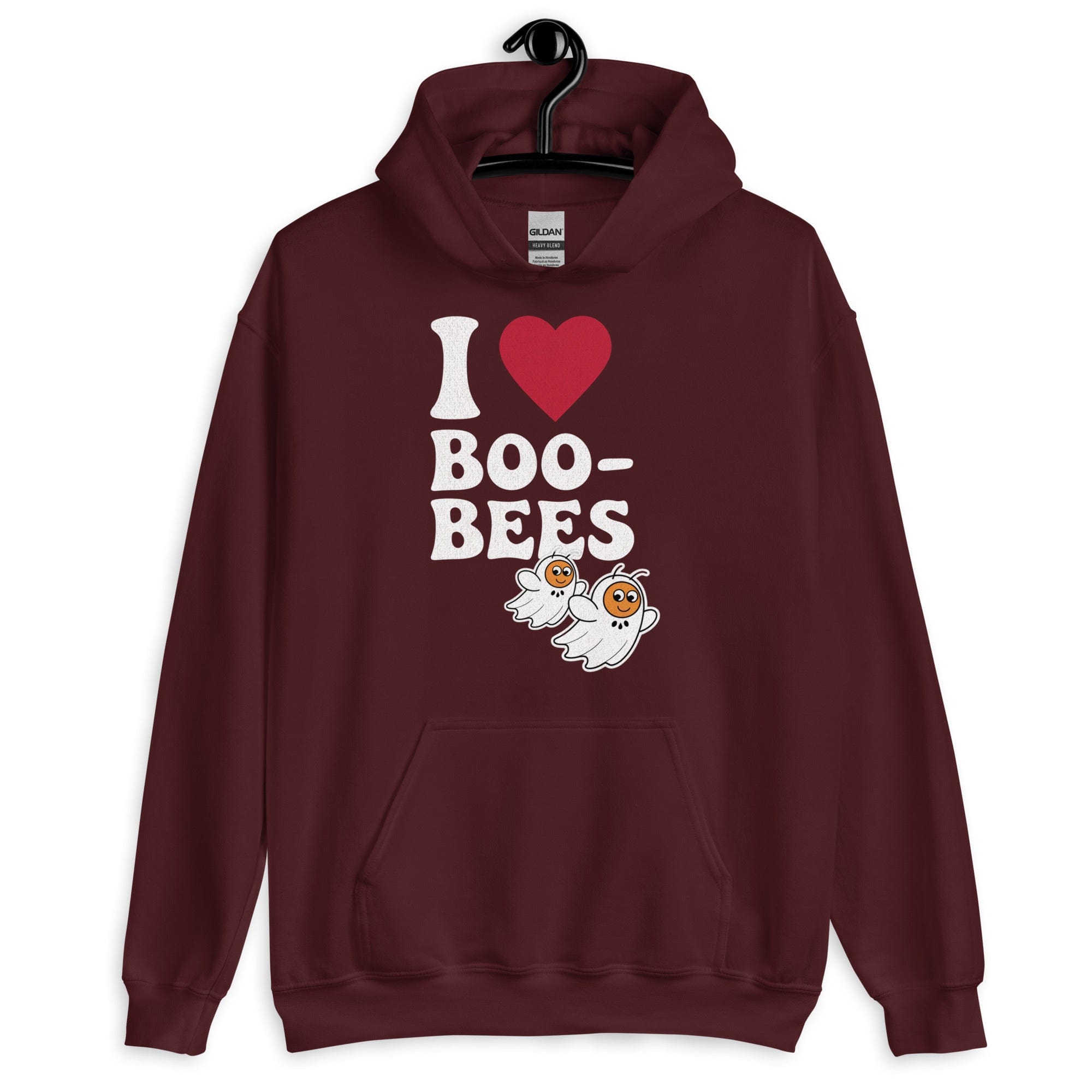 Maroon / S I Heart Boo Bees Funny Halloween Unisex Pullover Hoodie 1117437_5586
