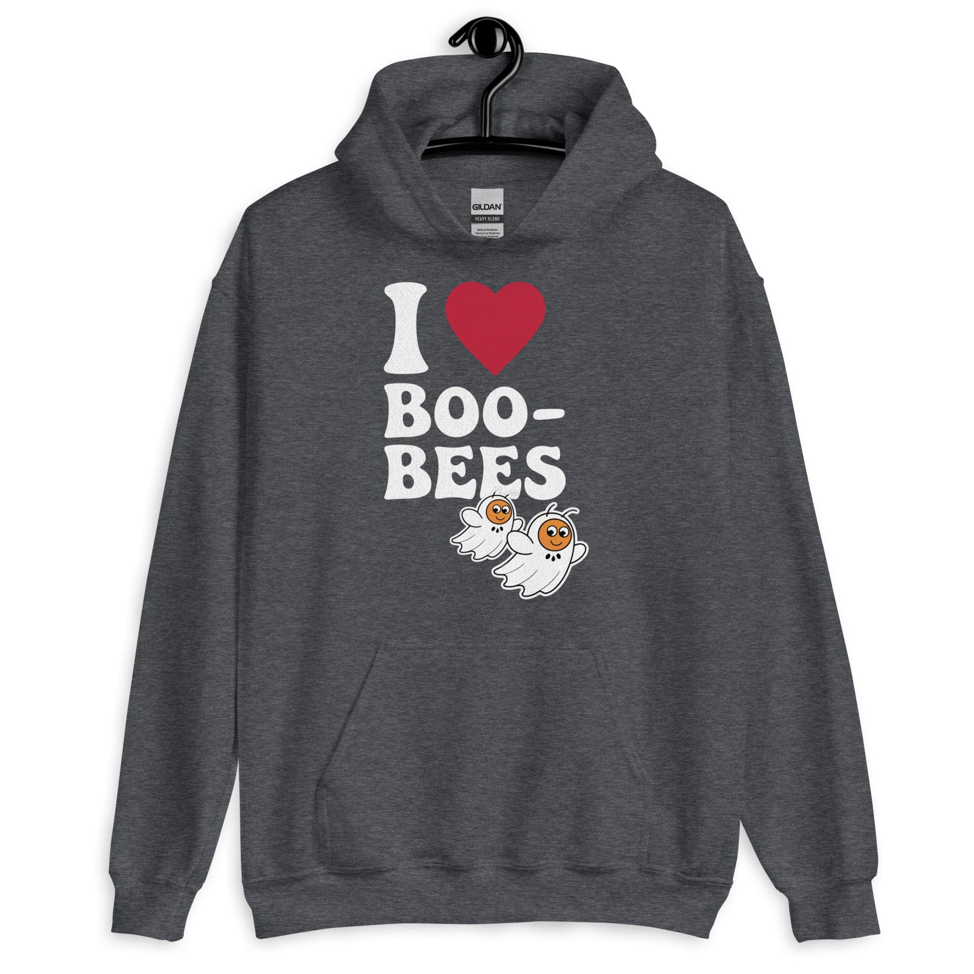 Dark Heather / S I Heart Boo Bees Funny Halloween Unisex Pullover Hoodie 1117437_10806