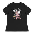 Black / S In October We Wear Pink Cute Witch Women's Relaxed T-Shirt 9217501_10187