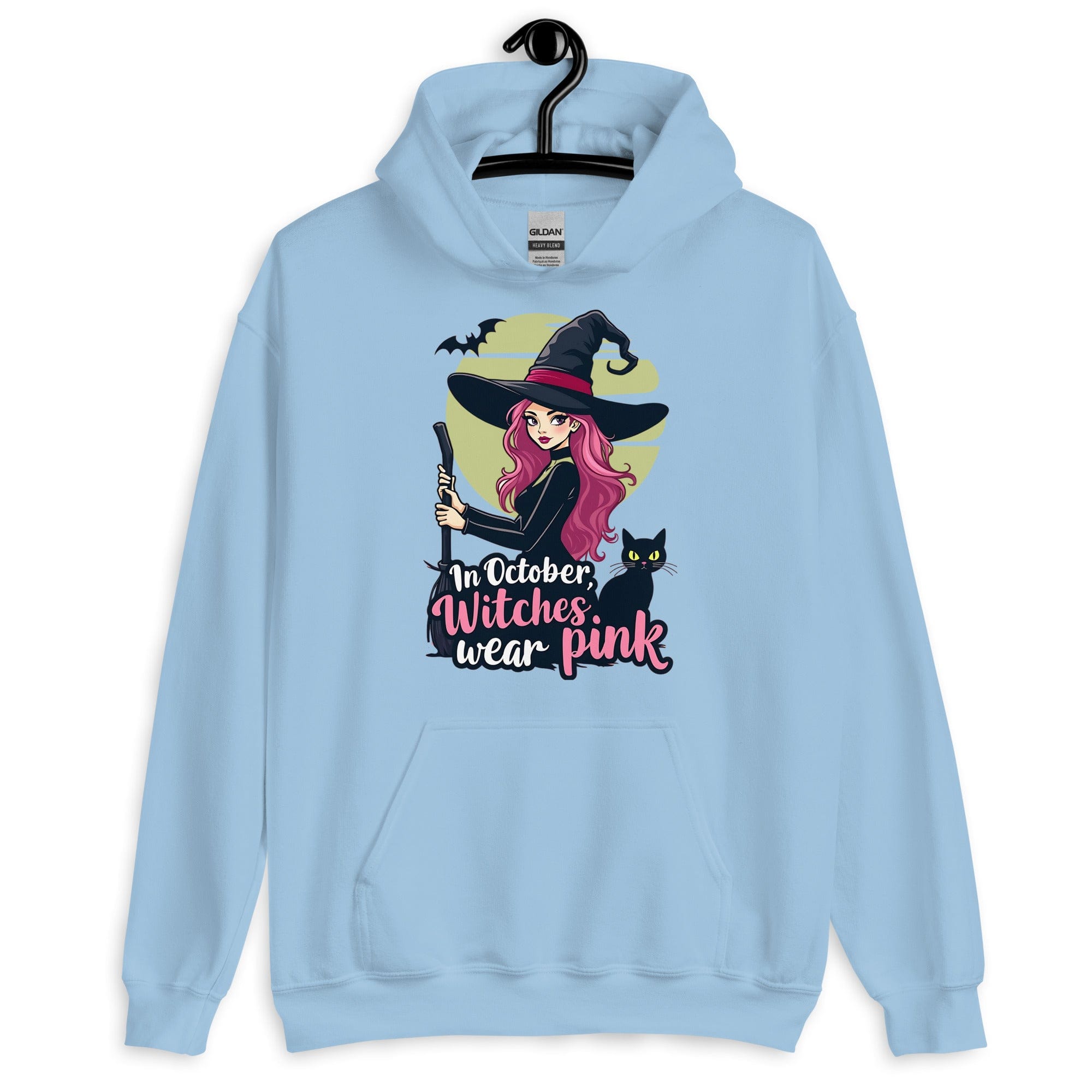 Light Blue / S In October Witches Wear Pink Unisex Pullover Hoodie 7002074_10841