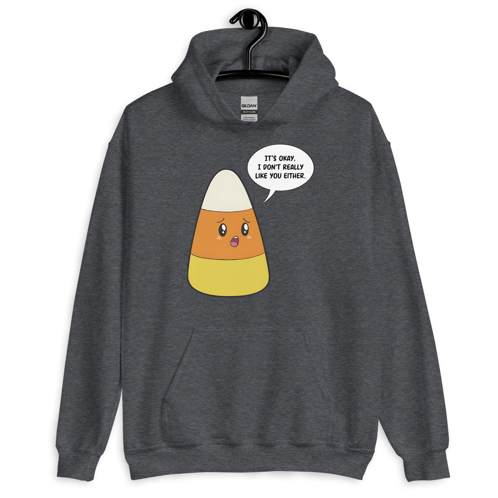 Dark Heather / S It's OK I Don't Like You Either Candy Corn Unisex Pullover Hoodie 4240023_10806