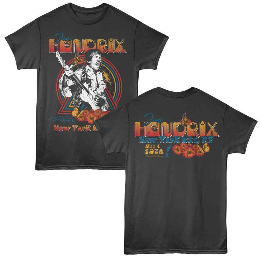 Jimi Hendrix New York 1970 Front and Back Print T-Shirt