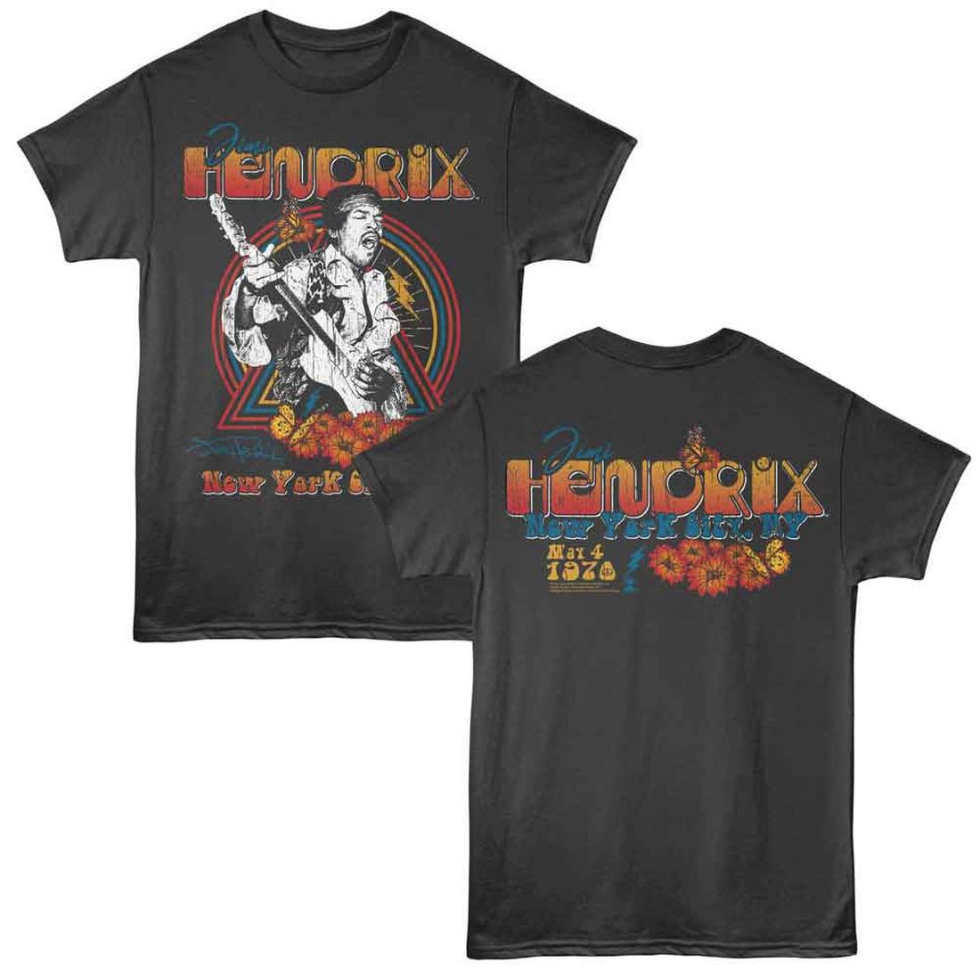 Jimi Hendrix New York 1970 Front and Back Print T-Shirt