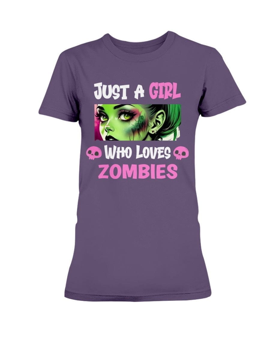 Purple / XS Just a Girl Who Loves Zombies Women's T-Shirt FUEL-3963B3C