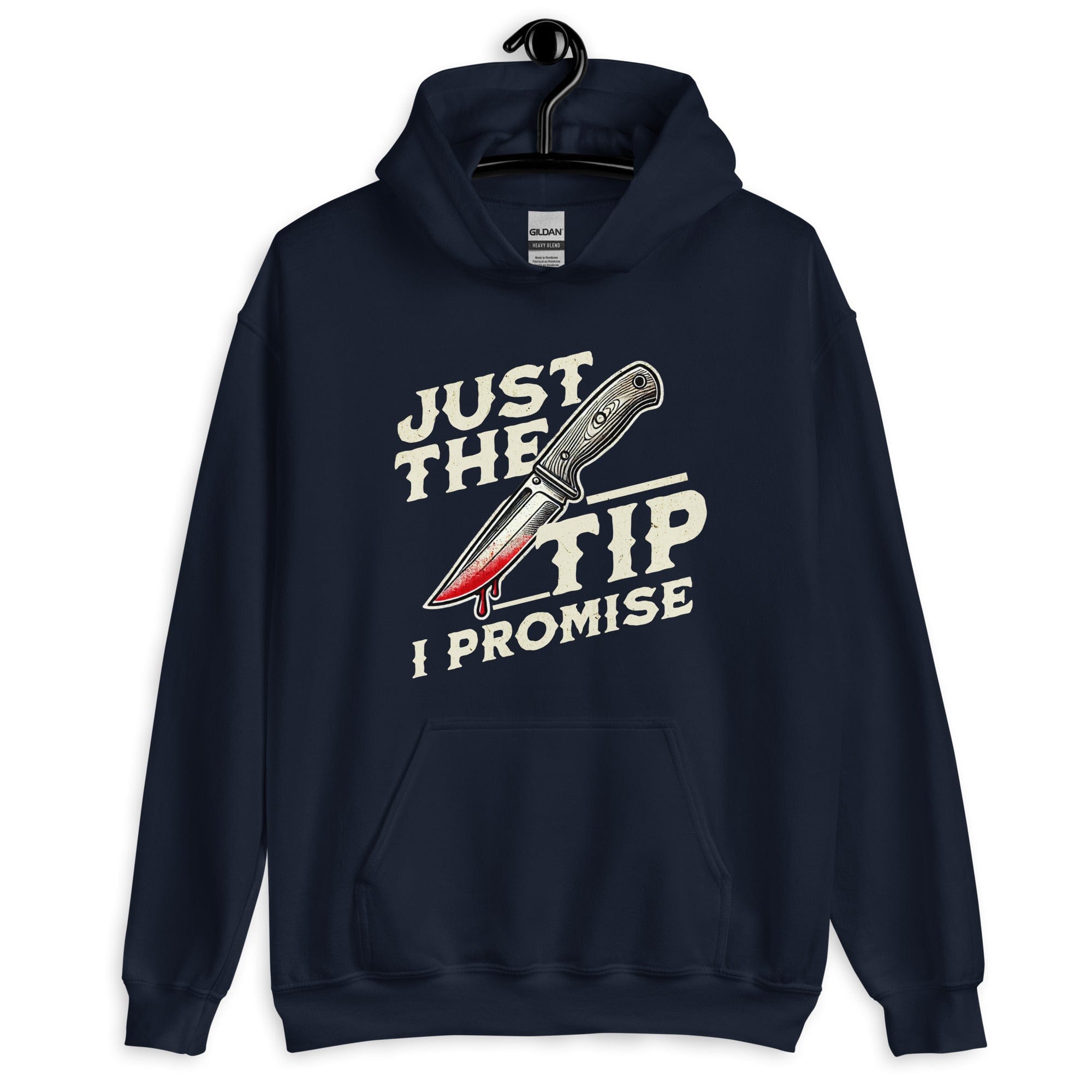 Navy / S Just The Tip I Promise Horror Unisex Pullover Hoodie 9662339_5594