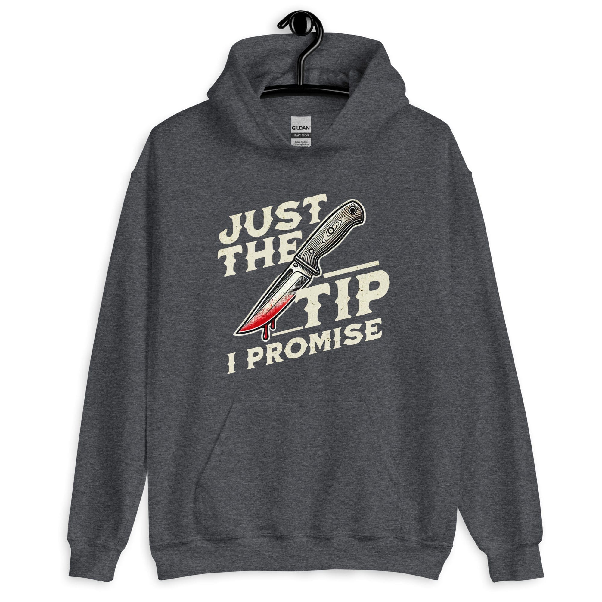 Dark Heather / S Just The Tip I Promise Horror Unisex Pullover Hoodie 9662339_10806