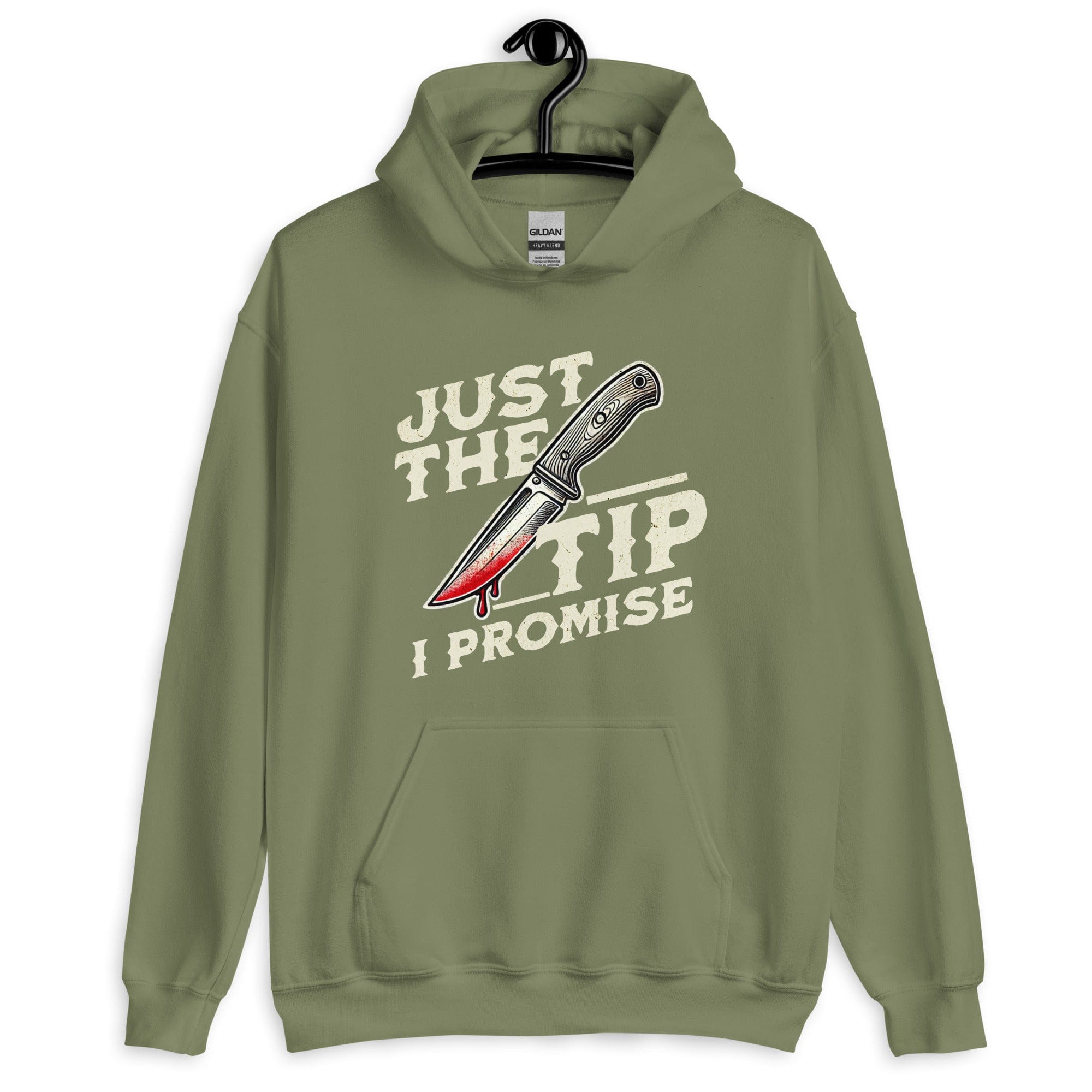 Military Green / S Just The Tip I Promise Horror Unisex Pullover Hoodie 9662339_12989