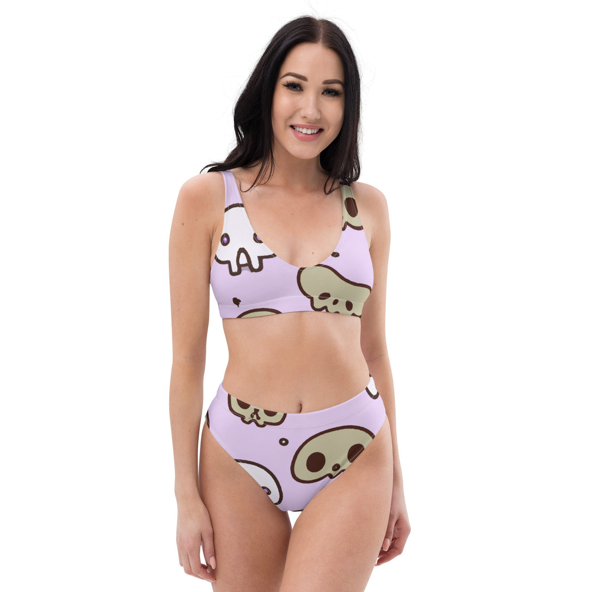 XS Kawaii Skulls Recycled High-Waisted Bikini 6394017_12028