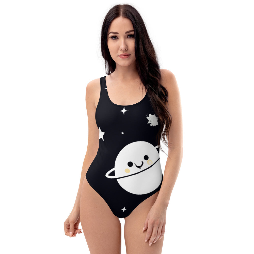 XS Kawaii Space Moon and Stars One-Piece Swimsuit