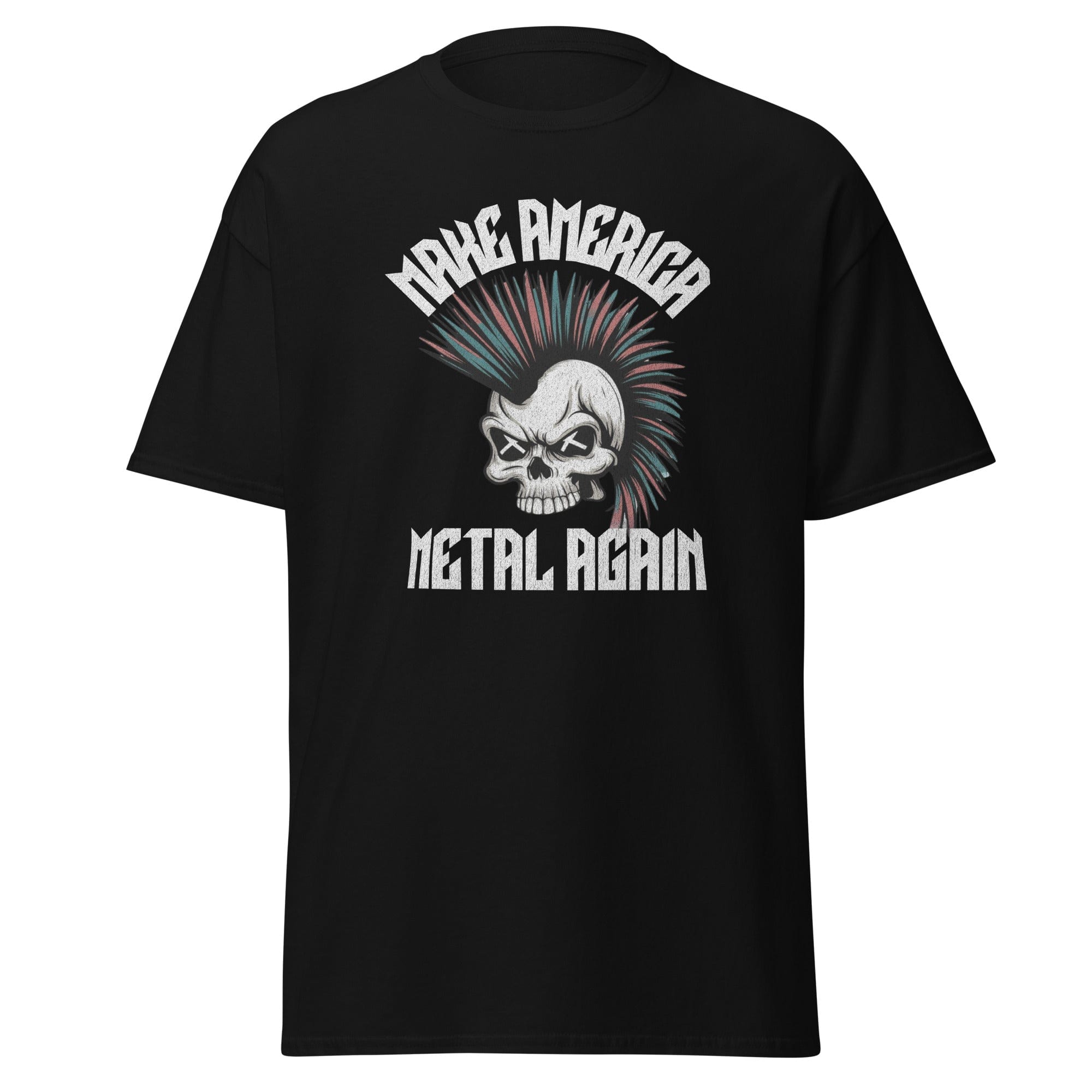 Black / S Make America Metal Again Mohawk Skull T-Shirt 9087942_11546