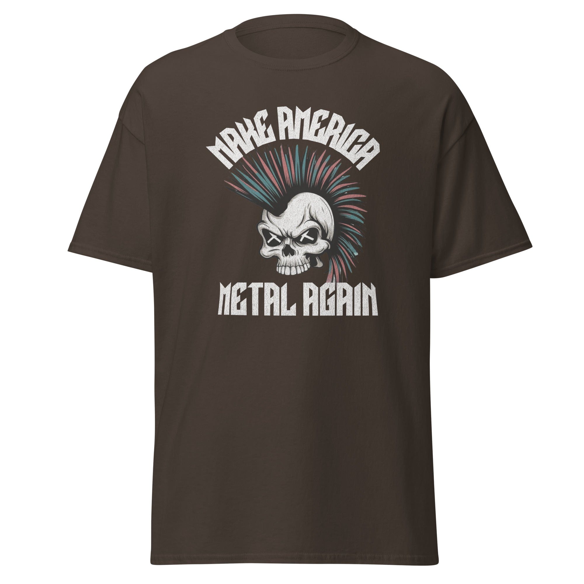 Dark Chocolate / S Make America Metal Again Mohawk Skull T-Shirt 9087942_15837