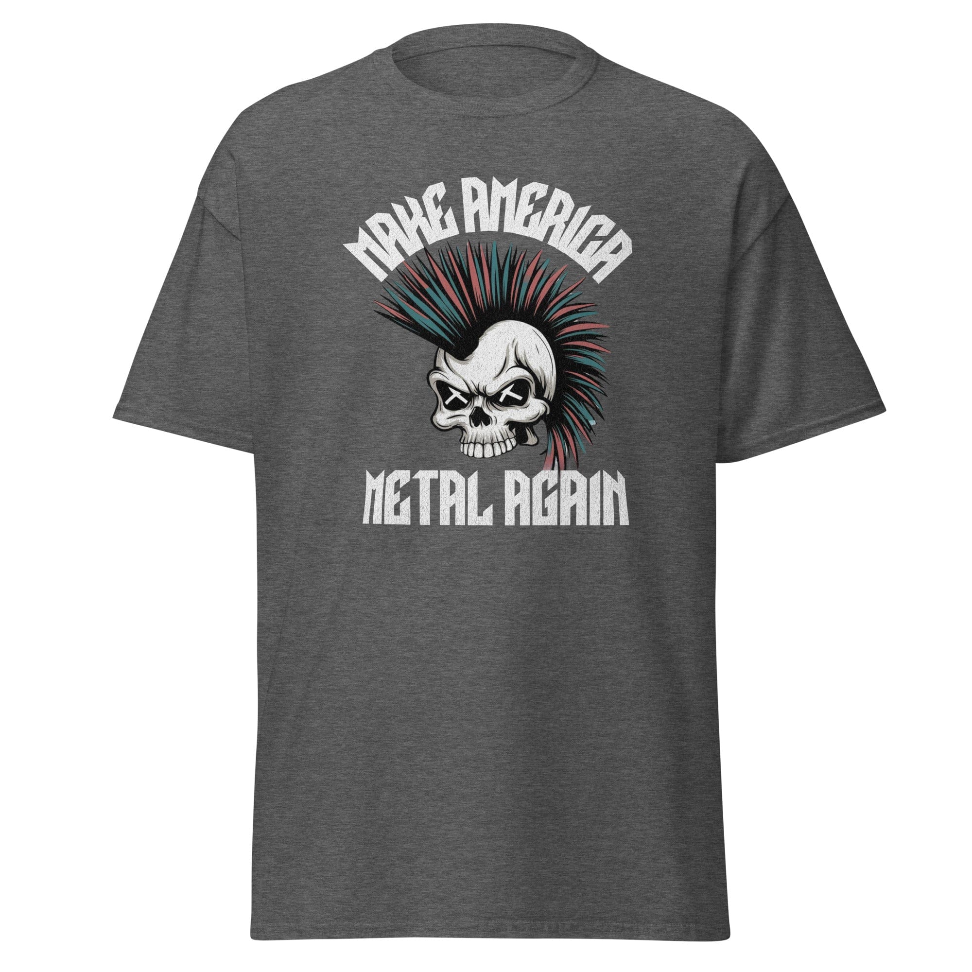 Dark Heather / S Make America Metal Again Mohawk Skull T-Shirt 9087942_15843