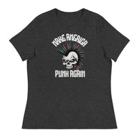 Load image into Gallery viewer, Dark Grey Heather / S Make America Punk Again Mohawk Skull Women&#39;s Relaxed T-Shirt 8213671_10193
