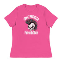 Load image into Gallery viewer, Berry / S Make America Punk Again Mohawk Skull Women&#39;s Relaxed T-Shirt 8213671_10182
