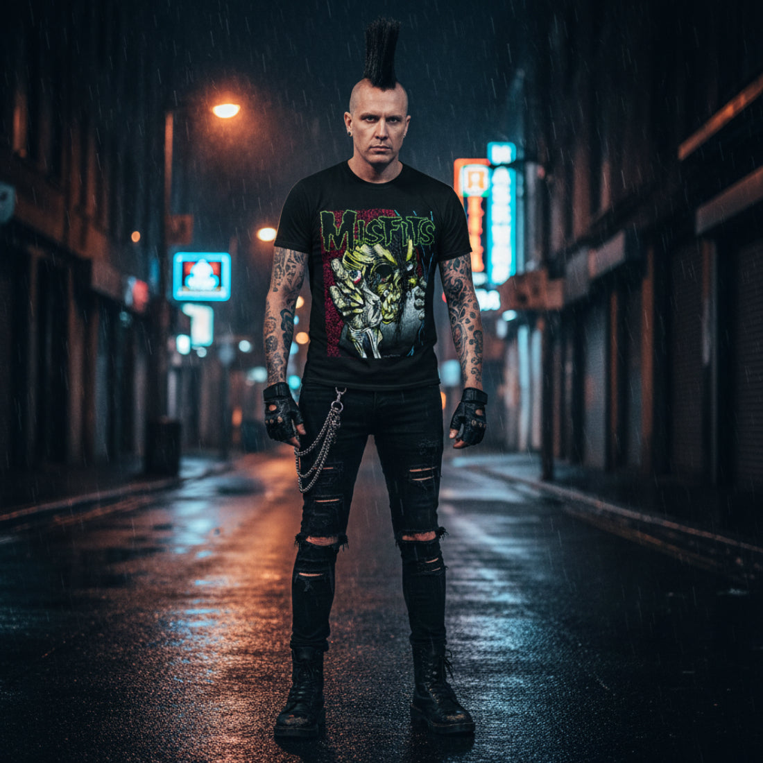 MAN WEARING MISFITS EYEBALL TEE MSF517S, MSF517M, MSF517L, MSF517XL, MSF517XXL, MSF517XXXL, MSF517XXXXL, MSF517XXXXXL