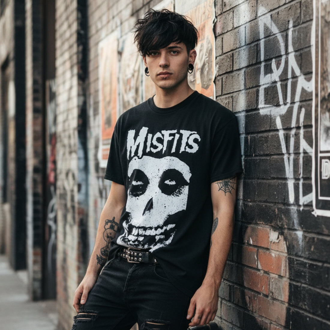 MAN WEARING MISFITS SKULL SHIRT MSF515S, MSF515M, MSF515L, MSF515XL, MSF515XXL, MSF515XXXL, MSF515XXXXL, MSF515XXXXXL