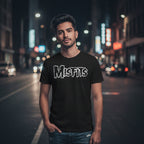 MAN WEARING Black t-shirt with 'Misfits' logo MSF511S, MSF511M, MSF511L, MSF511XL, MSF511XXL, MSF511XXXL, MSF511XXXXL, MSF511XXXXXL
