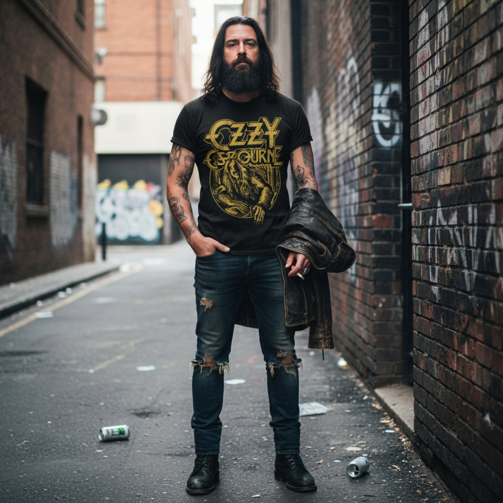 MAN WEARING OZZY BARK AT THE MOON SHIRT OZZY518S, OZZY518M, OZZY518L, OZZY518XL, OZZY518XXL, OZZY518XXXL, OZZY518XXXXL, OZZY518XXXXXL