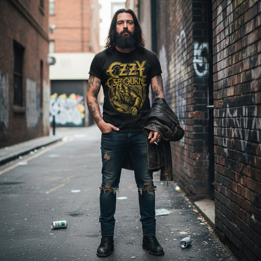 MAN WEARING OZZY BARK AT THE MOON SHIRT OZZY518S, OZZY518M, OZZY518L, OZZY518XL, OZZY518XXL, OZZY518XXXL, OZZY518XXXXL, OZZY518XXXXXL