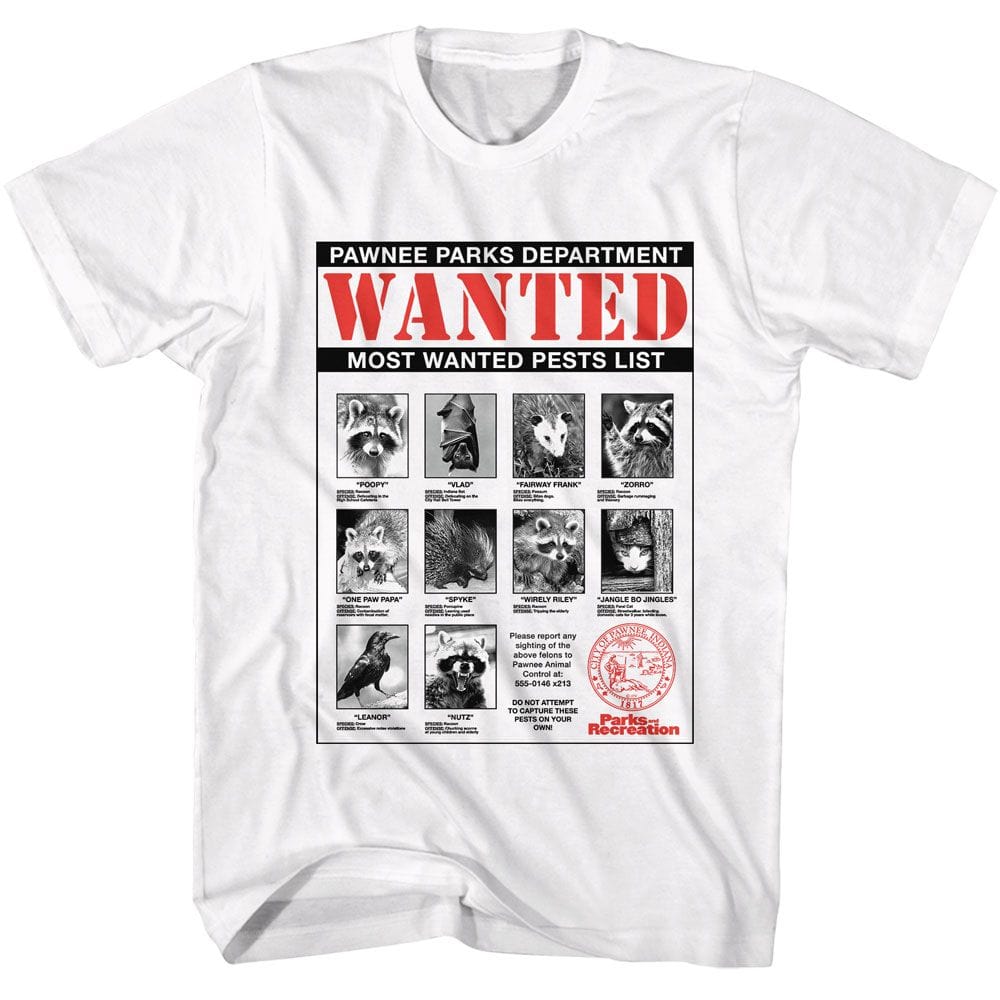 Parks and Recreation Wanted Pests Poster T-Shirt