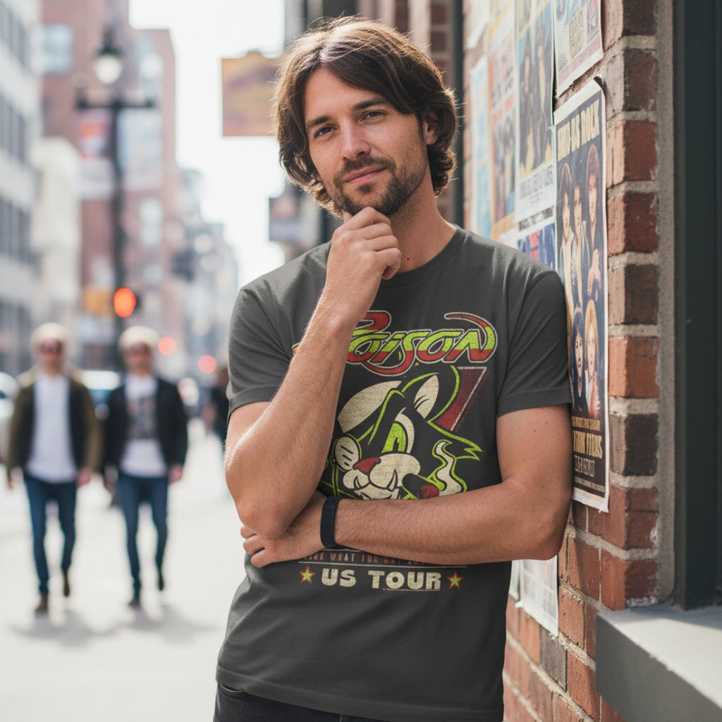 Man wearing Poison 86 Tour shirt, POI551S, POI551M, POI551L, POI551XL, POI551XXL