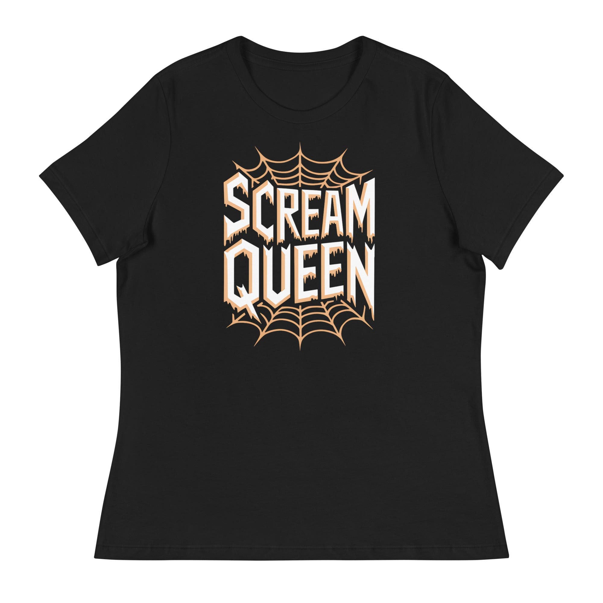 Black / S Scream Queen Orange Web Logo Women's Relaxed T-Shirt 9066031_10187