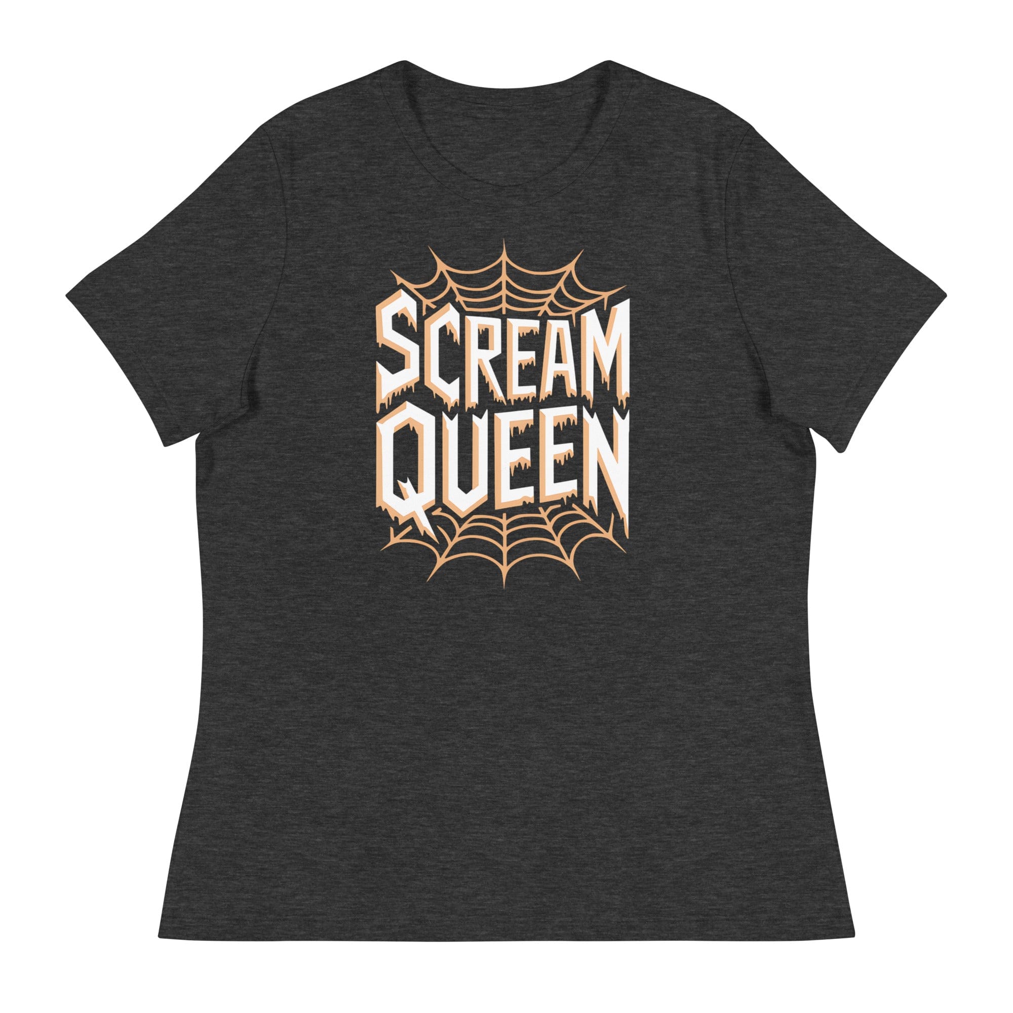 Dark Grey Heather / S Scream Queen Orange Web Logo Women's Relaxed T-Shirt 9066031_10193