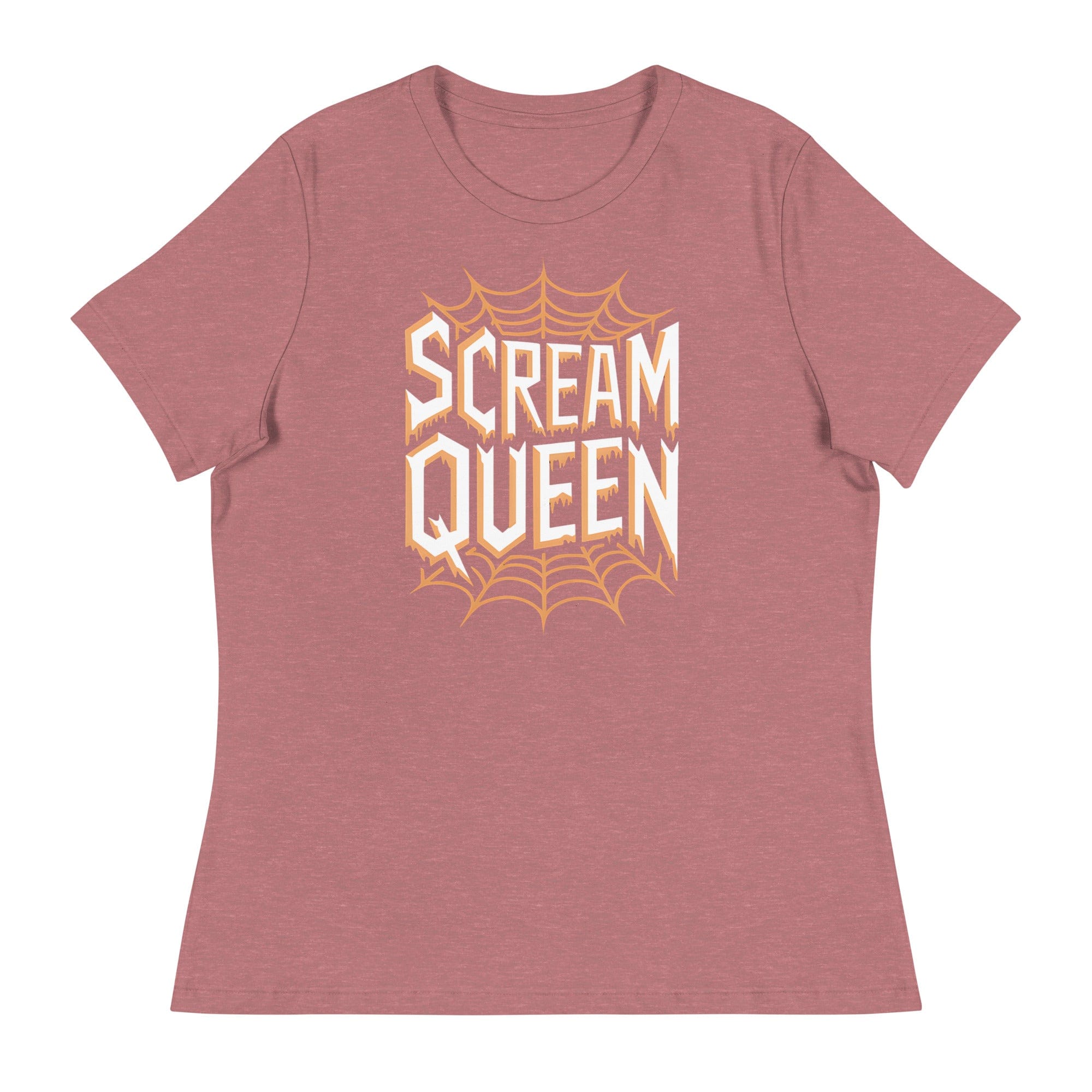 Heather Mauve / S Scream Queen Orange Web Logo Women's Relaxed T-Shirt 9066031_10205