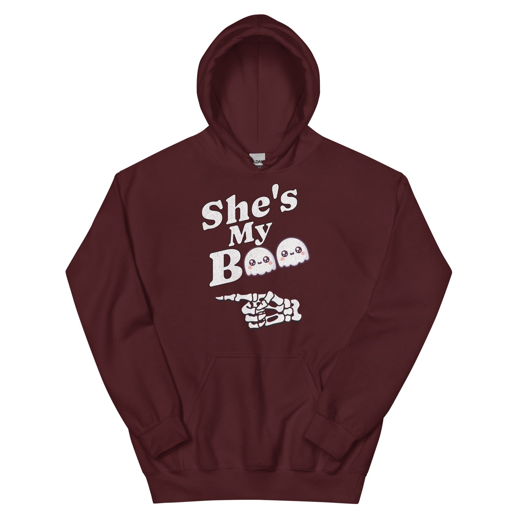 Maroon / S She's My Boo Halloween Unisex Pullover Hoodie 7054382_5586
