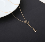Golden Simple Moon Star Necklace Clavicle Chain Short Necklace CJZBLXLX02215-Golden