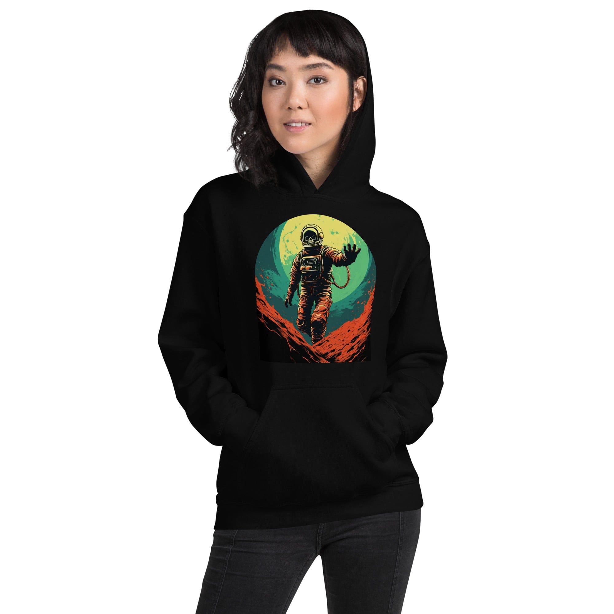 Skeleton Astronaut 50s Retro Sci Fi Horror Pullover Hoodie