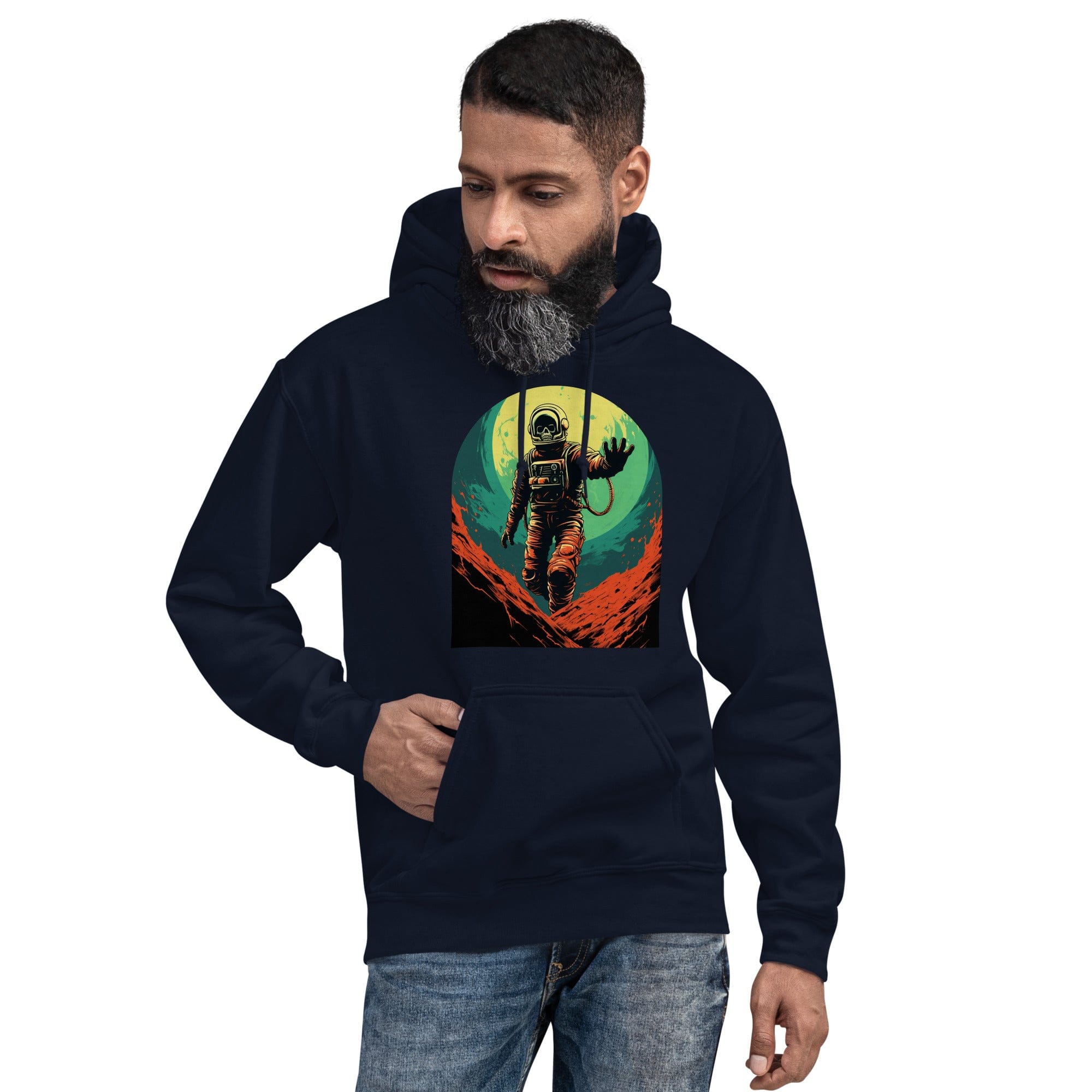 Navy / S Skeleton Astronaut 50s Retro Sci Fi Horror Pullover Hoodie 7583523_5594