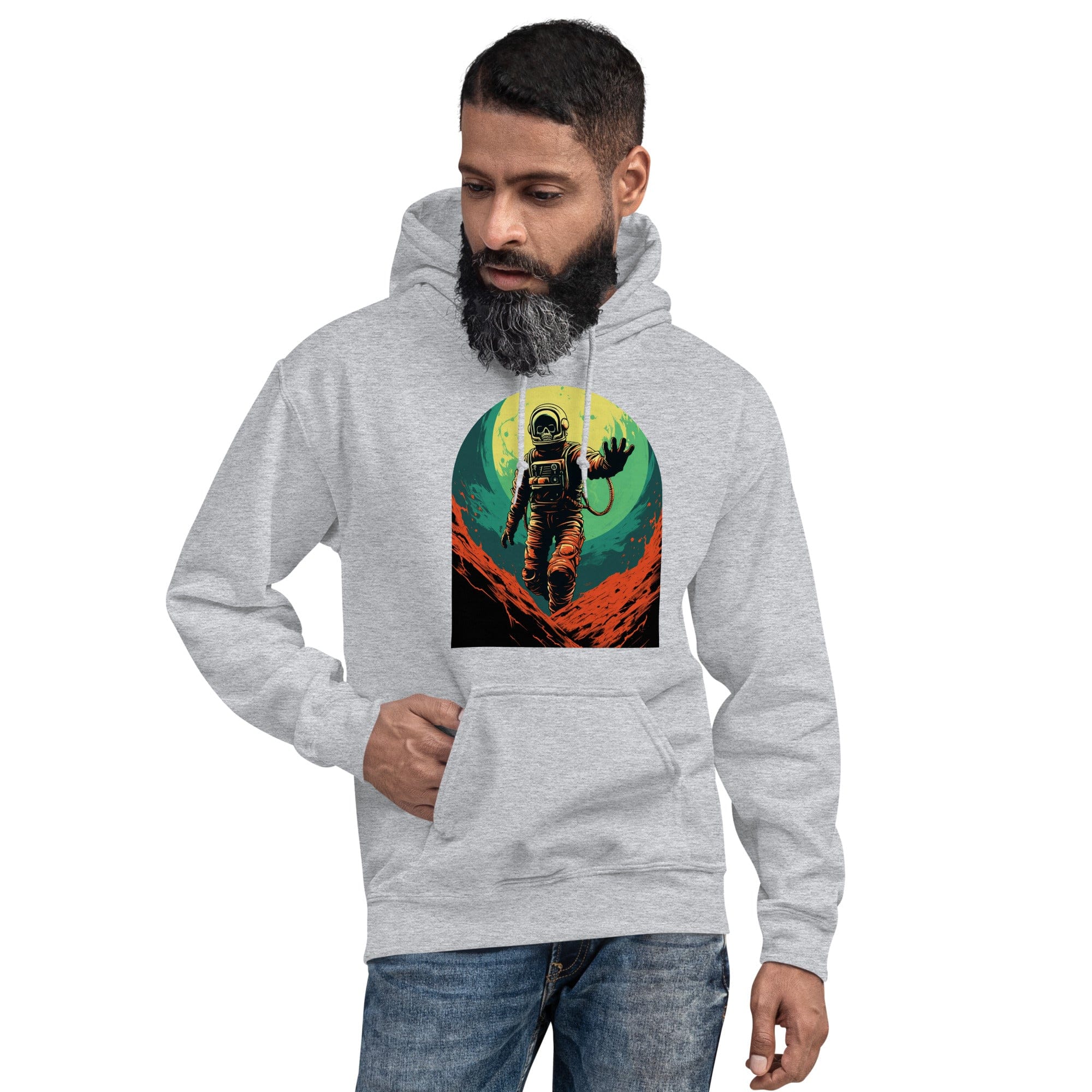 Sport Grey / S Skeleton Astronaut 50s Retro Sci Fi Horror Pullover Hoodie 7583523_5610