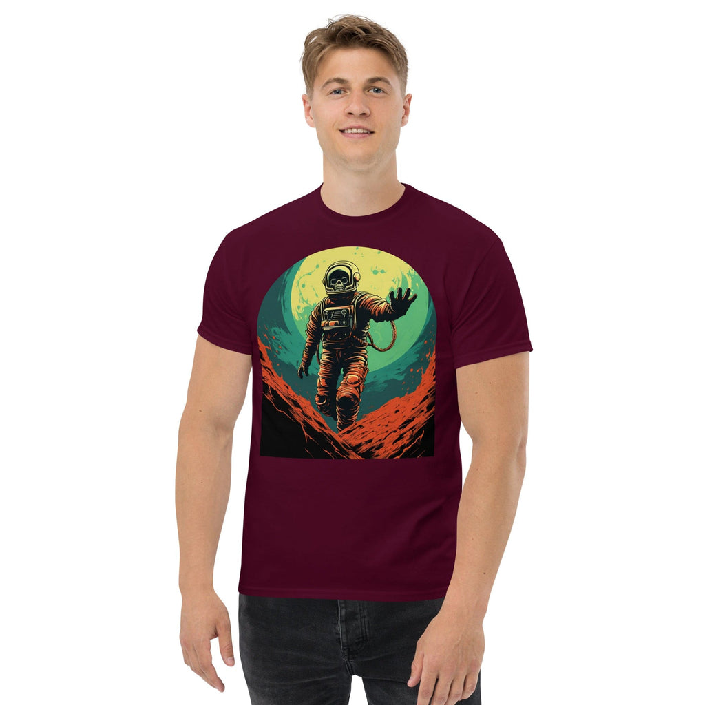 Maroon / S Skeleton Astronaut 50s Retro Sci Fi Horror T-Shirt 5263630_12634