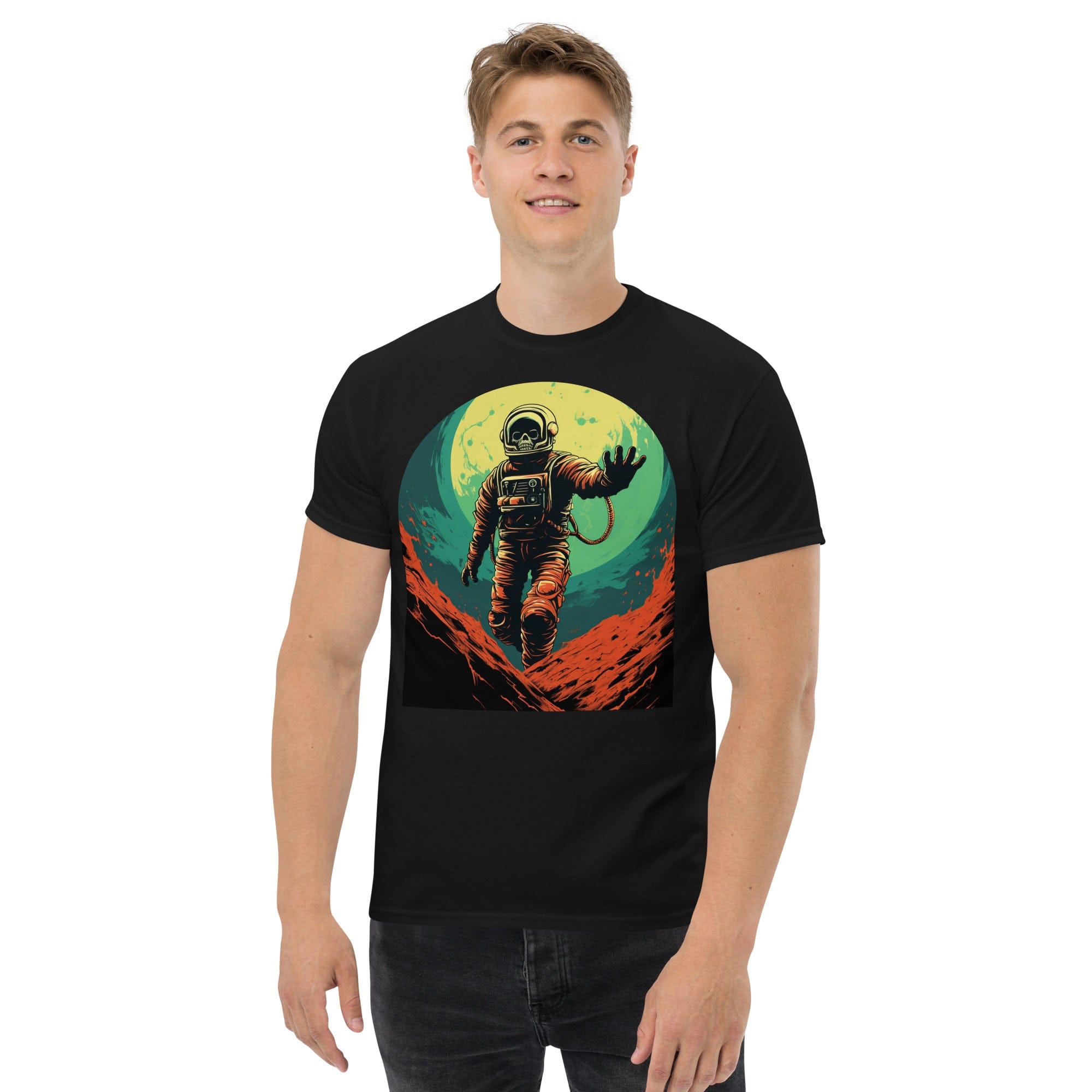 Black / S Skeleton Astronaut 50s Retro Sci Fi Horror T-Shirt 5263630_11546