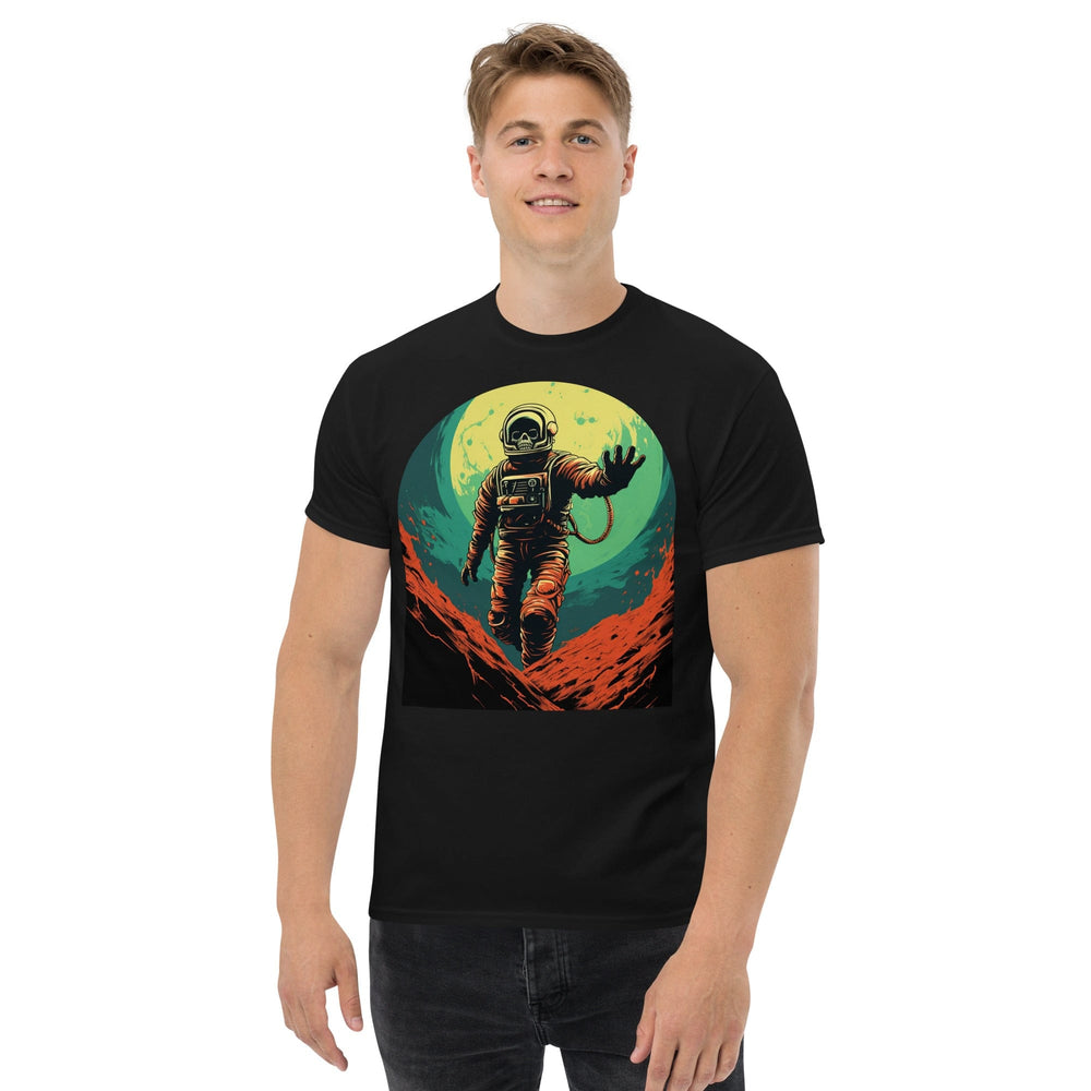 Black / S Skeleton Astronaut 50s Retro Sci Fi Horror T-Shirt