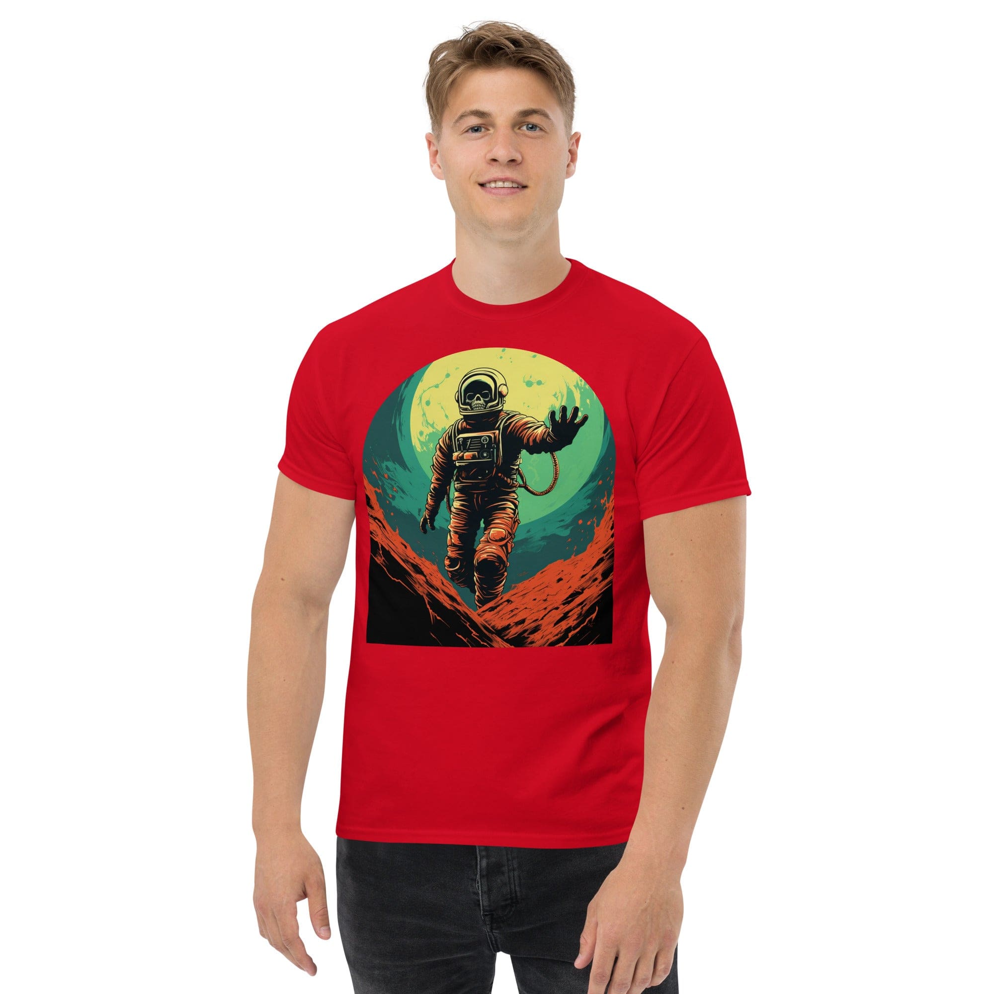 Red / S Skeleton Astronaut 50s Retro Sci Fi Horror T-Shirt 5263630_11566