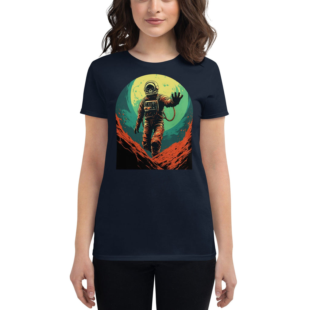 Navy / S Skeleton Astronaut 50s Sci Fi Horror Women's Premium T-Shirt 4100253_4937