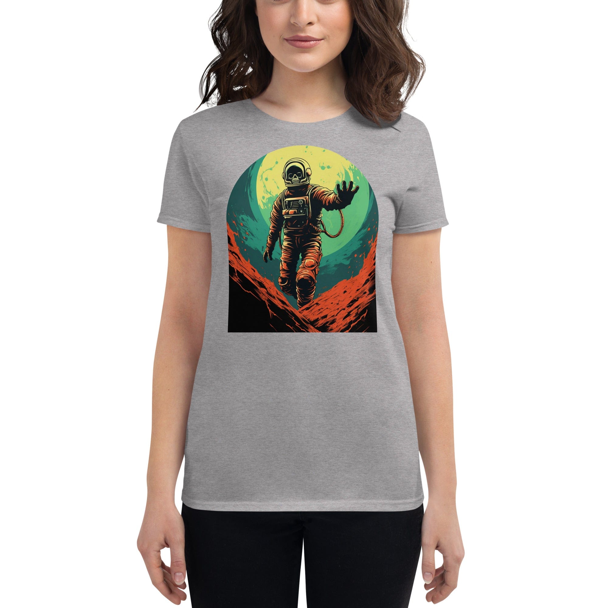 Heather Grey / S Skeleton Astronaut 50s Sci Fi Horror Women's Premium T-Shirt 4100253_4917