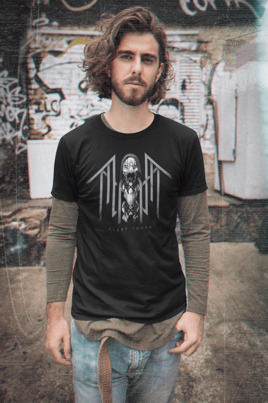 Man Wearing Sleep Token - Totem Black T-Shirt  MM-SPT-04S, MM-SPT-04M, MM-SPT-04L, MM-SPT-04X, MM-SPT-04XX, MM-SPT-04XXX
