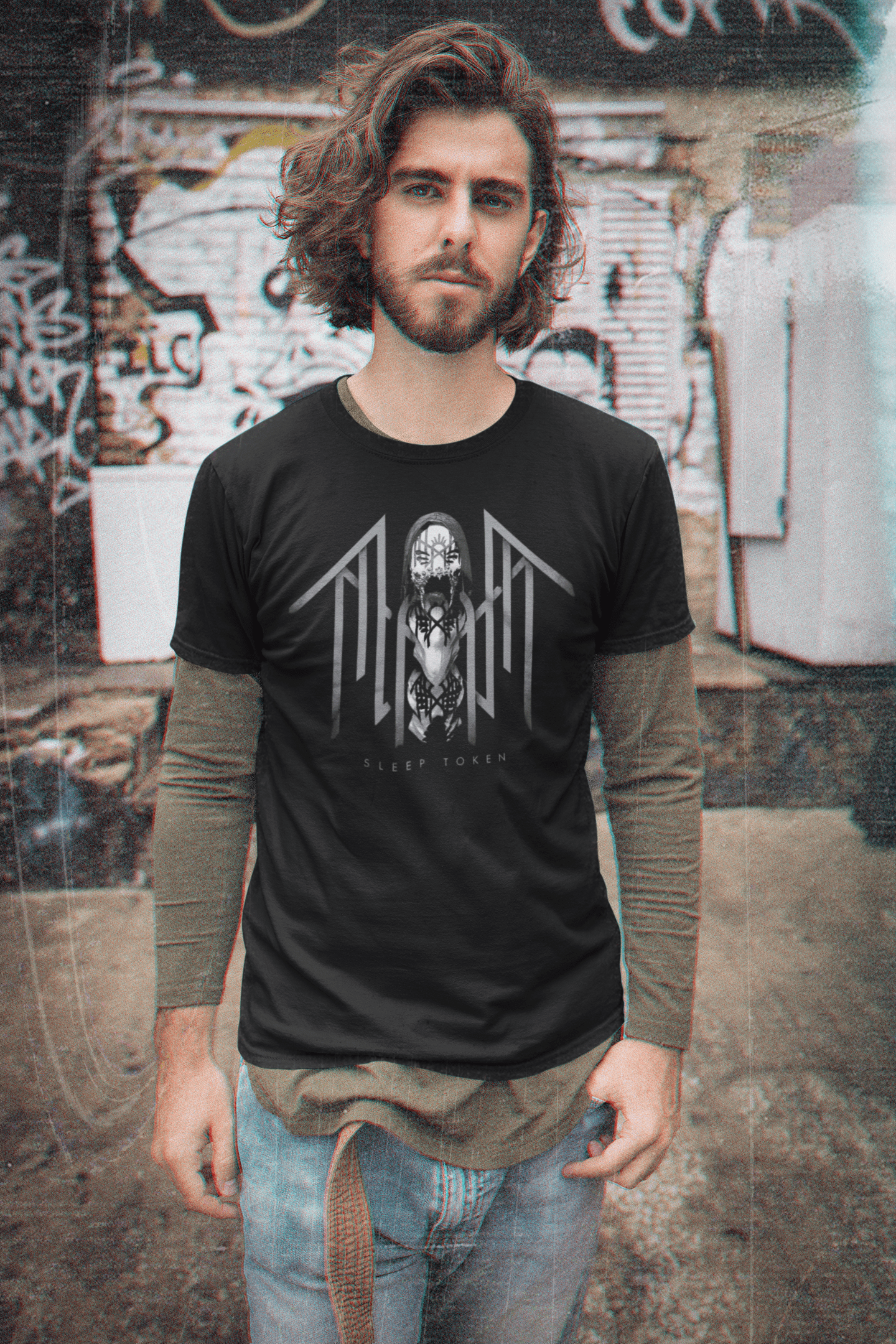 Man Wearing Sleep Token - Totem Black T-Shirt  MM-SPT-04S, MM-SPT-04M, MM-SPT-04L, MM-SPT-04X, MM-SPT-04XX, MM-SPT-04XXX
