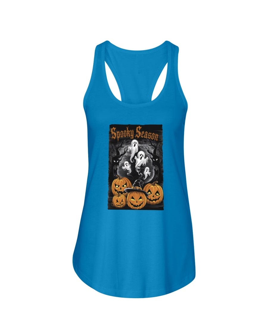 Turquoise / XS Spooky Season Halloween Ladies Racerback Tank FUEL-B021159
