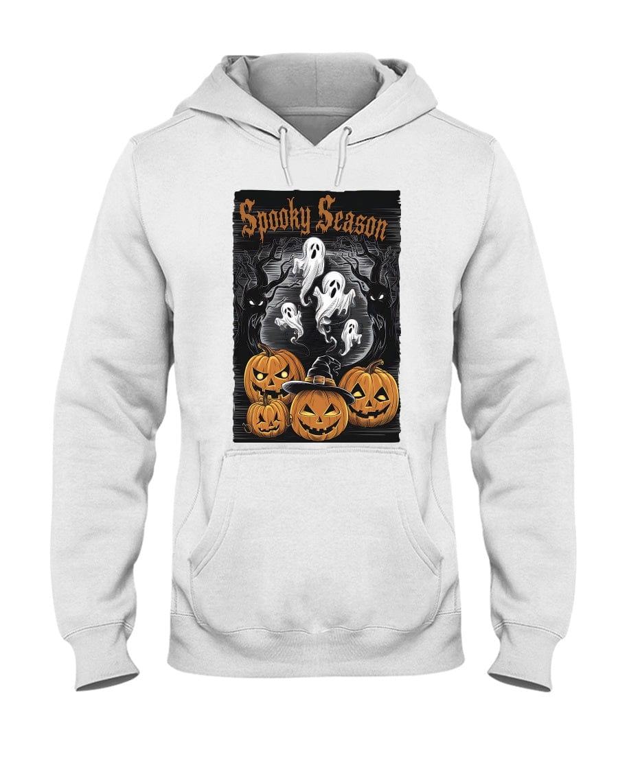 White / S Spooky Season Halloween Unisex Pullover Hoodie FUEL-8F46B27