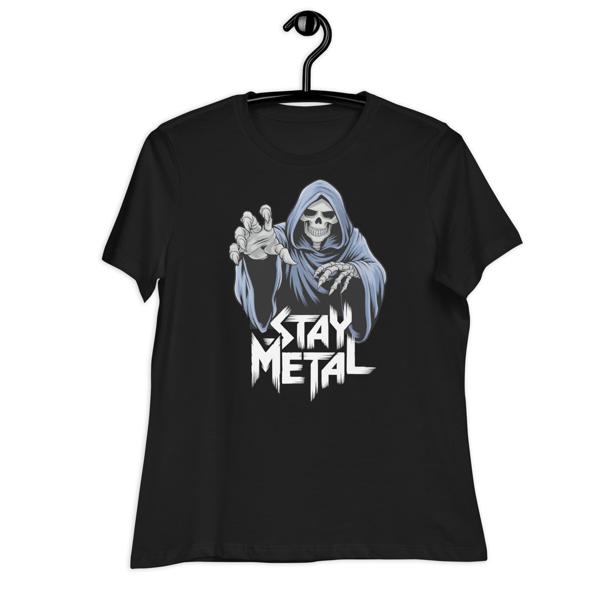 Black / S Stay Metal Reaper Women's Relaxed T-Shirt 7380982_10187