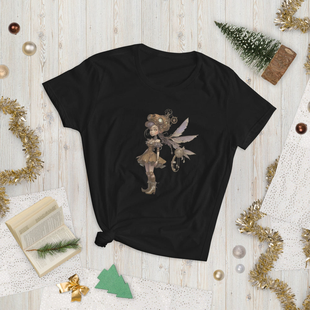 Black / S Steampunk Clockwork Fairy Tattered Wings Women's Premium T-shirt