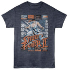 Street Fighter Ryu W Various Game Scenes Heather T-Shirt